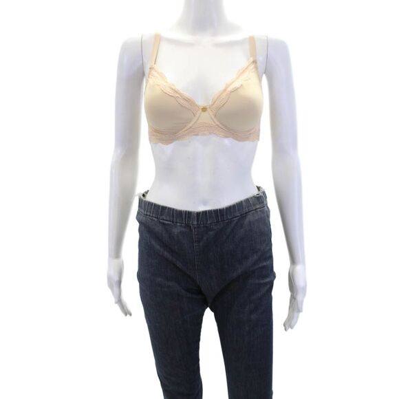 Natori Other - Natori Womens Textured Cupped Spaghetti Strap Lace Lined Bra Nude Size 30DD